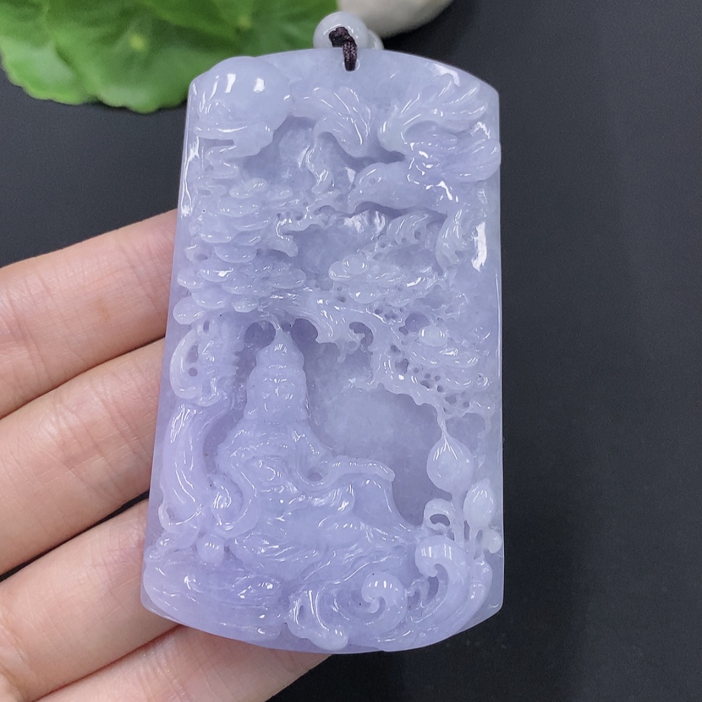 F28271113 Jadeite Mountain and Water Guanyin Pendant