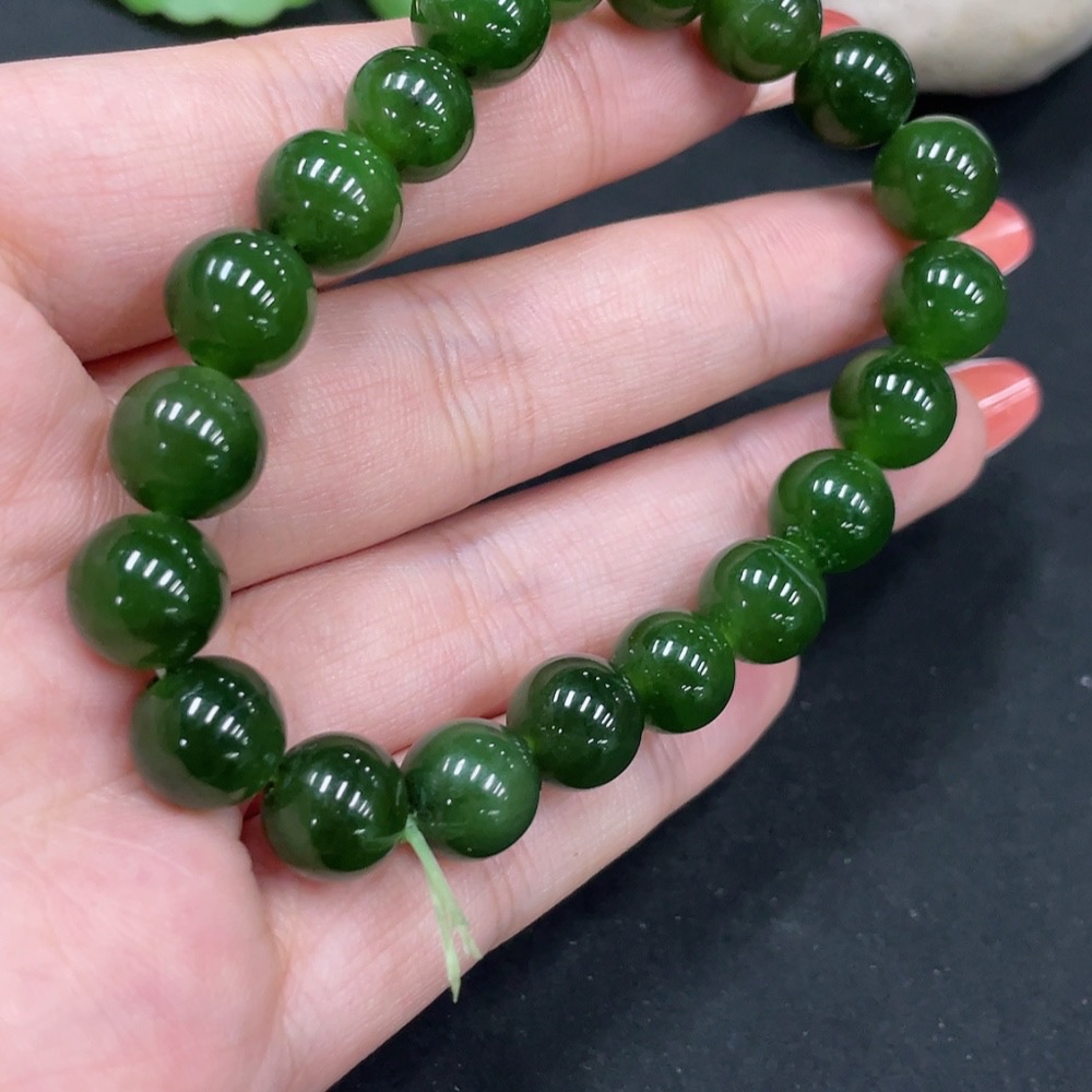 H35085265 Hetian Jade Jasper Bracelet, Approx. 9.3mm, Total Weight Approx. 26.6g