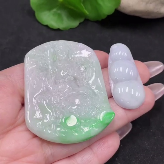 F34069681 Jadeite Manjushri/Lucky Bean Pendant