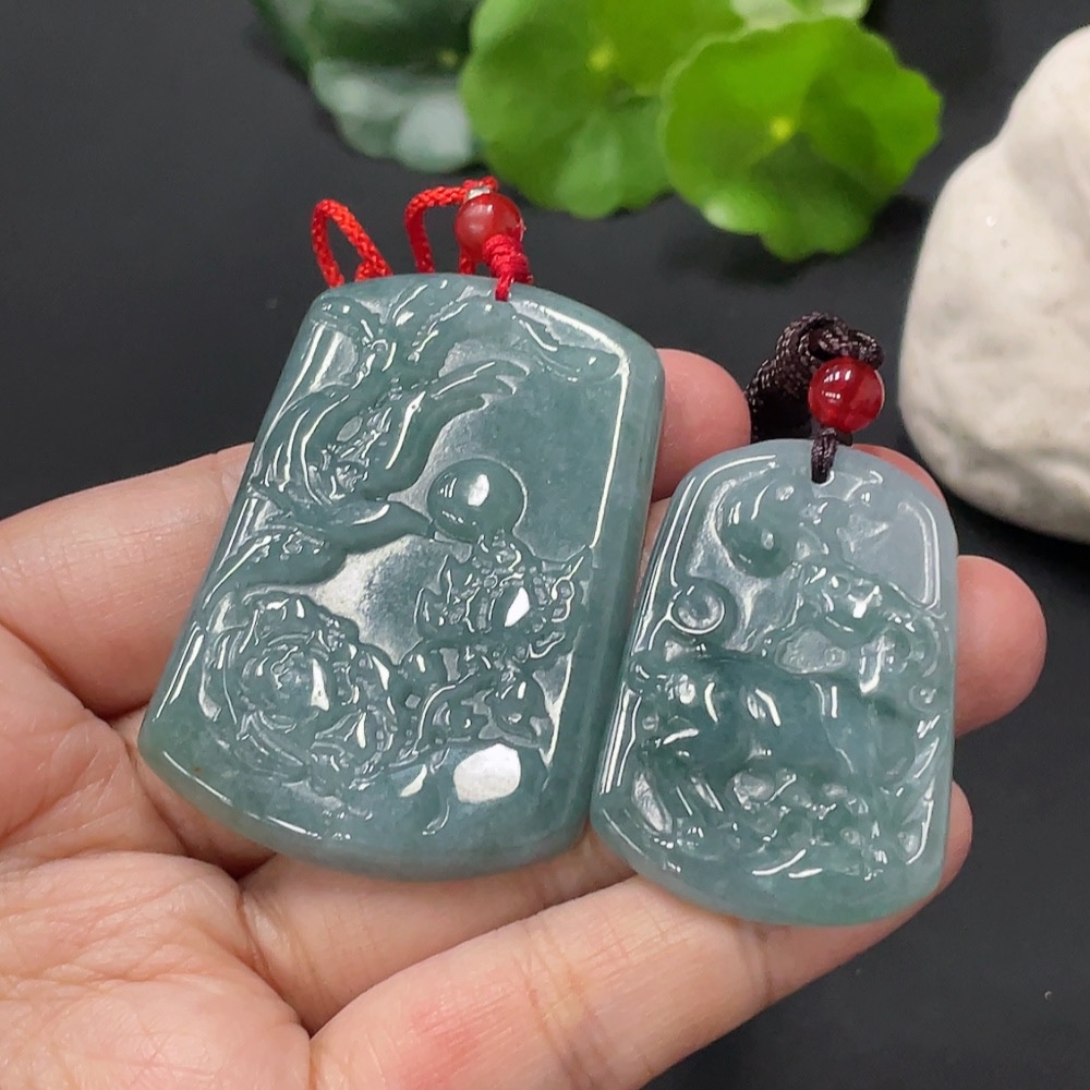 F26962931 Jadeite Pendant Flower Blooming Wealth Goat Plaque Beads Non-A