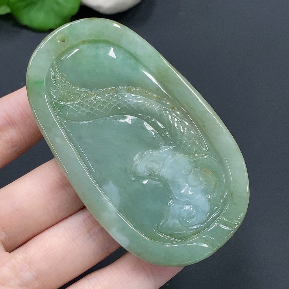 F15697419 JadeiteDragon Soaring Pendant