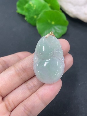 F46568474 翡翠挂件葫芦 18k 货品总约重6.12g