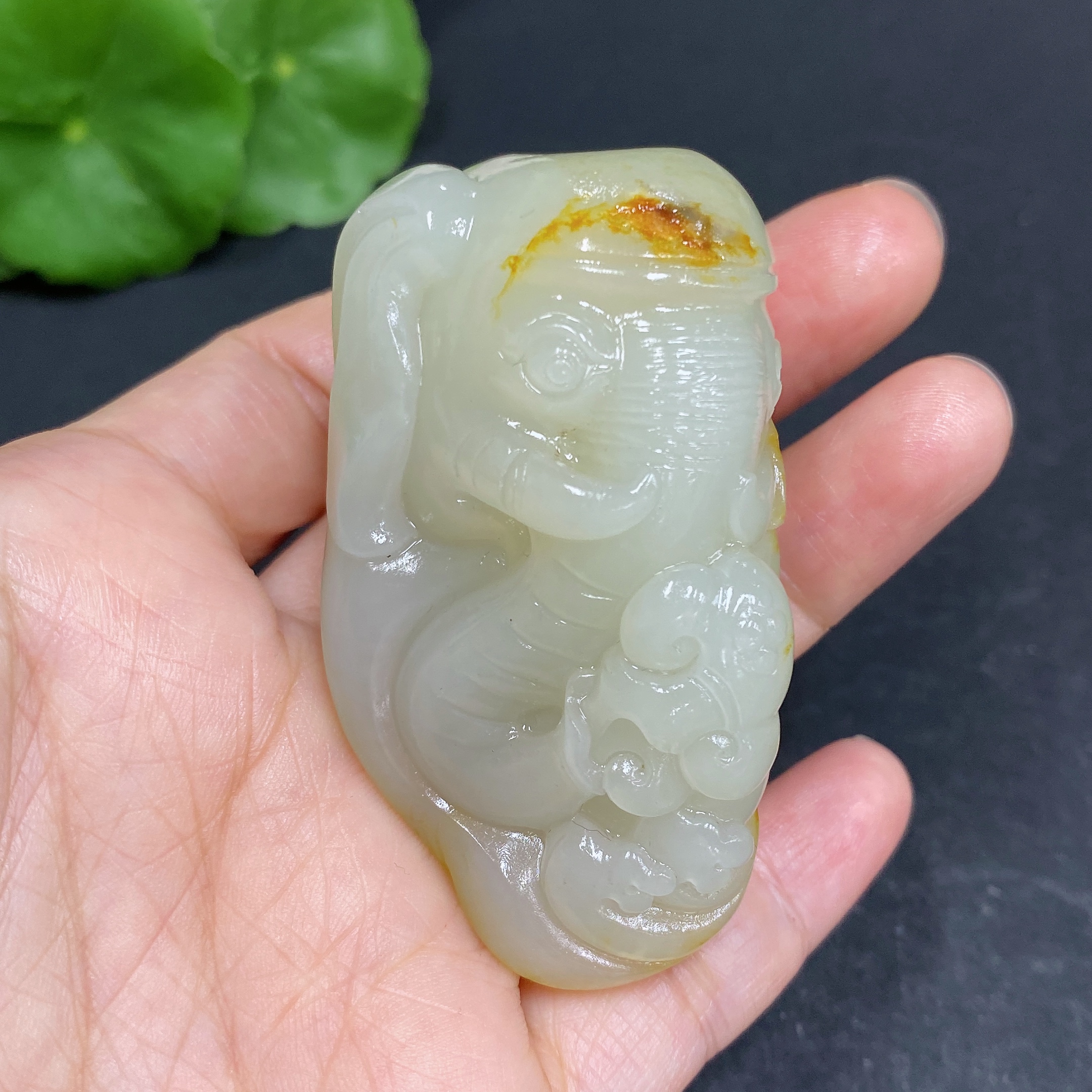 H34969436 Hetian Jade Pendant, Elephant, Total Weight Approx. 84.7g, Undetermined Skin Color Origin