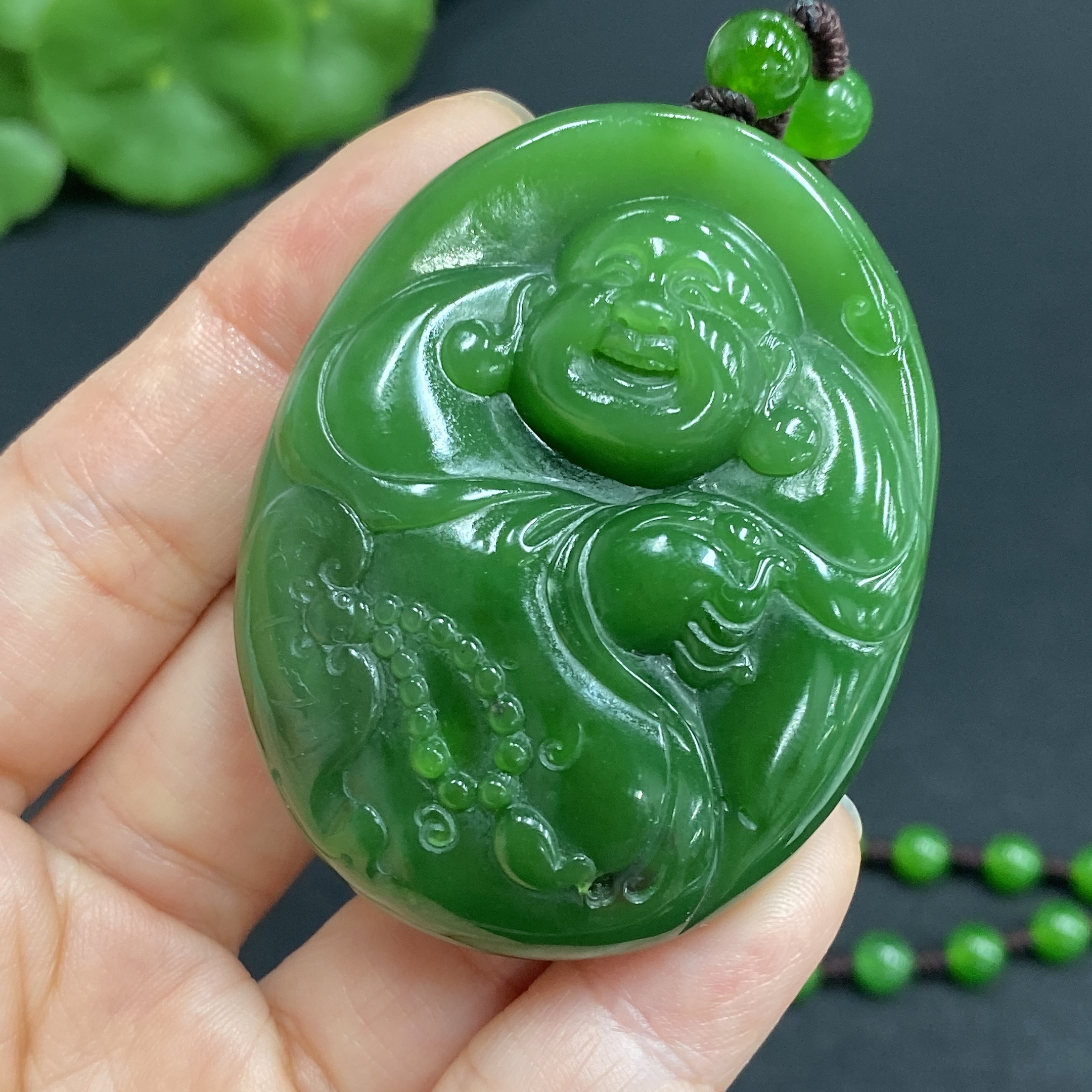 H28261106 Hetian Jade Pendant - Buddha with Non-Hetian Jade Chain, Total Weight Approx. 80.7g (Incl. Chain)