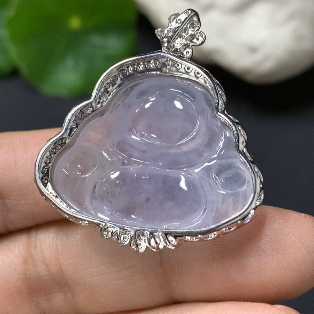 F15648868 Jadeite Buddha Pendant with 18K Gold Setting, Approx. 7.3g