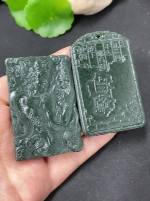 H41919529 和田玉挂件    大黑天+舍得  货品总重约121.1g