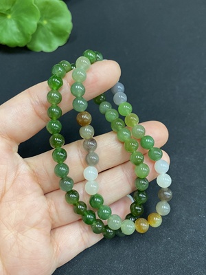 H34986204 Hetian Jade Bead Necklace, Approx. 5.4mm, Total Weight Approx. 19.9g