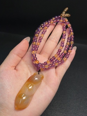 C34993084 Crystal Bead Necklace with Visible Organic Matter, Consider Non-Natural Accent Stones, Total Weight Approx. 39.72g, Size 5mm