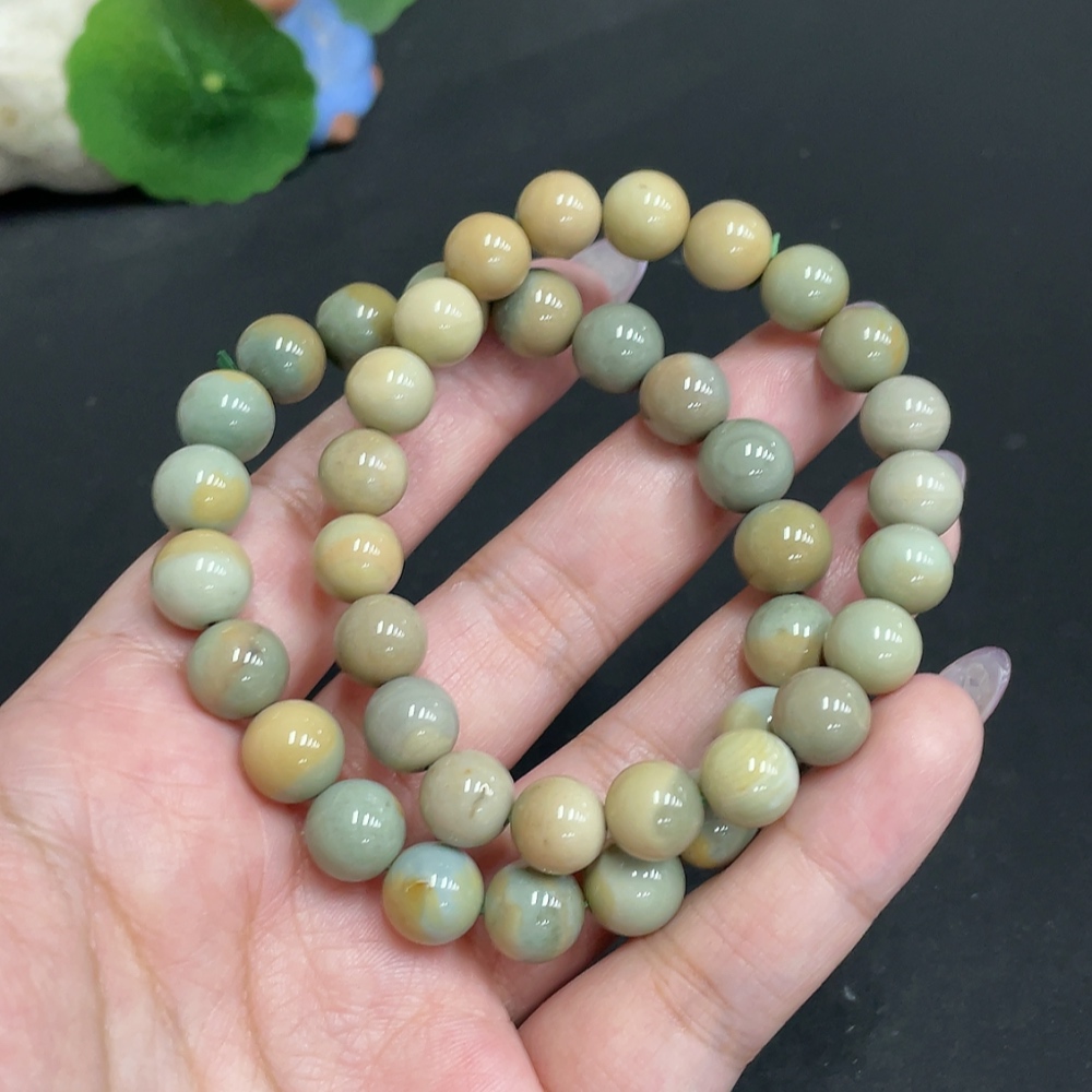 H33863709 Alashan Agate Bracelet, approx. 9.5mm, containing other mineral components, total weight approx. 45.5g