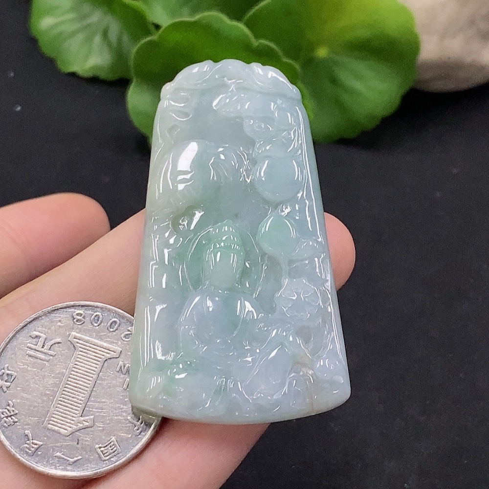 F35089883 Jadeite Samantabhadra Bodhisattva Pendant, Total Weight Approximately 21.14g