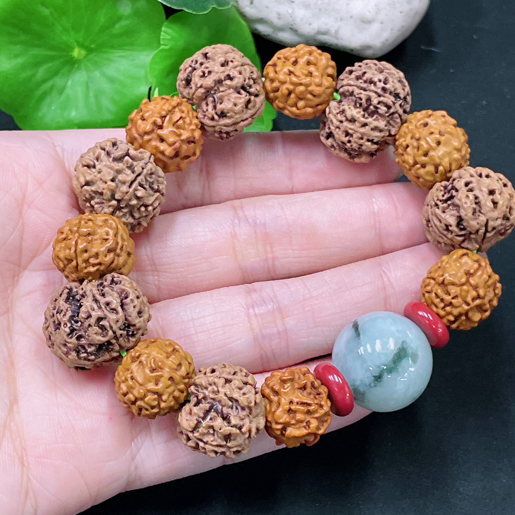 F33893359 Jadeite Single Bead Bracelet Approx. 18.3mm Total Weight Approx. 35.31g With Other Mineral Components Non-Grade A Matching Beads