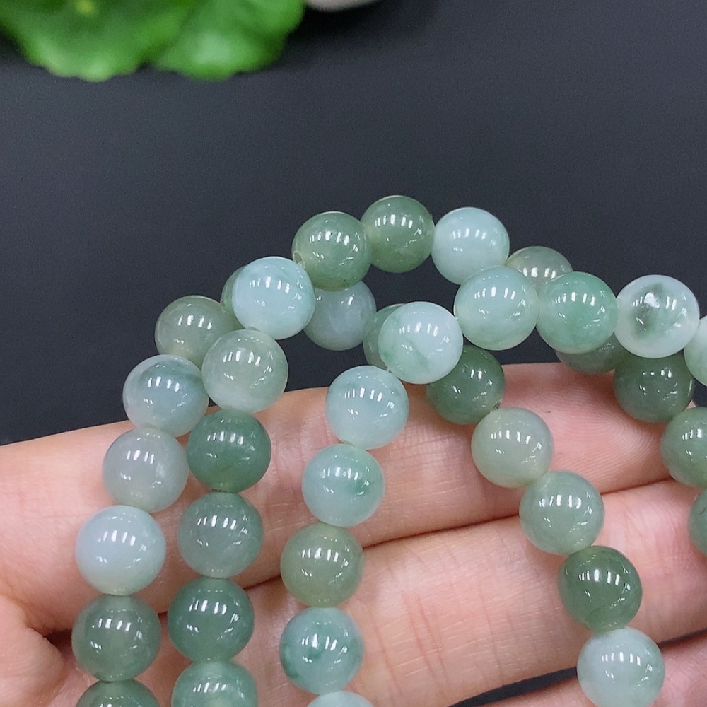 F29364742 Jadeite Bead Necklace Total Weight Approx. 59.7g Size 7.9mm