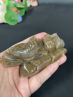 H37407543 和田玉摆件 百年好合 货品总重约199.7g