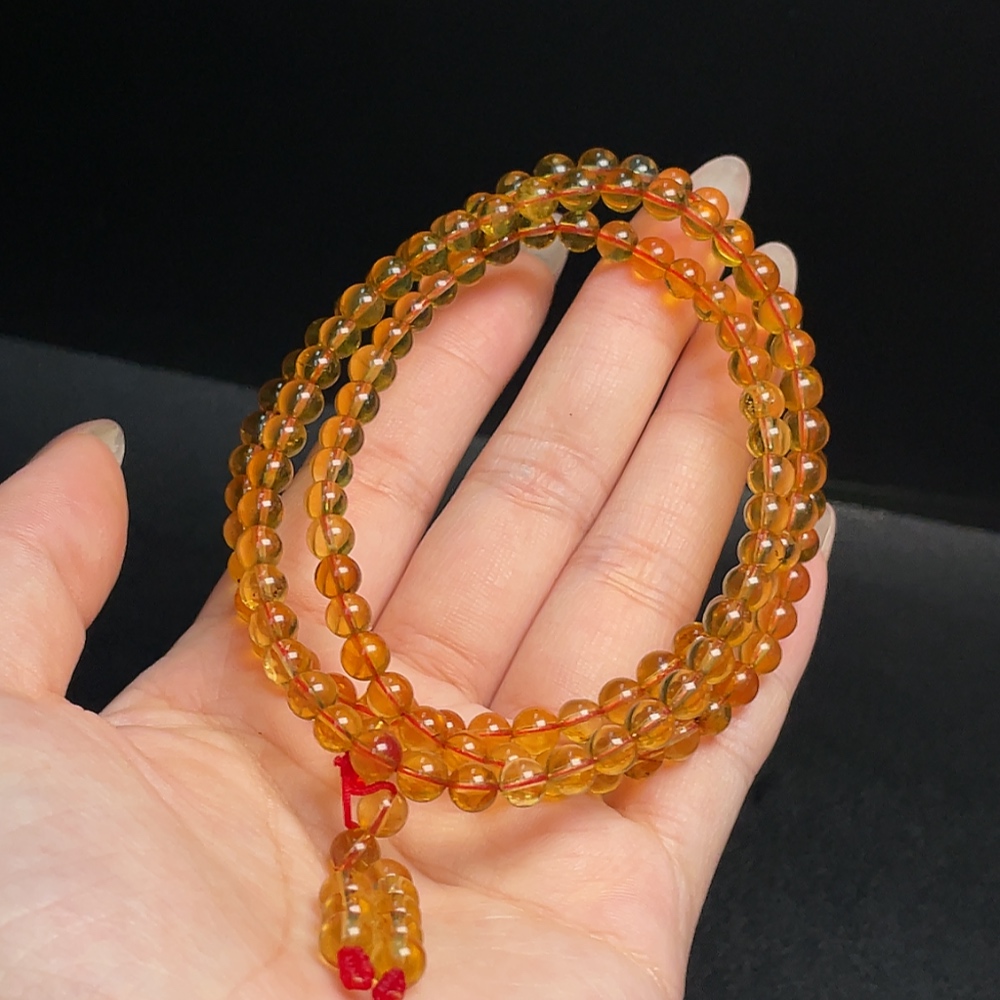 C34066280 Amber Beeswax Bead Chain, Total Weight Approx. 10.62g, Size About 5.2mm