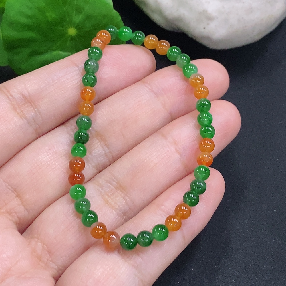 F33904778 Jadeite Bead Necklace with approx. 3.8mm beads, total weight approx. 4.4g (red color origin undetermined)
