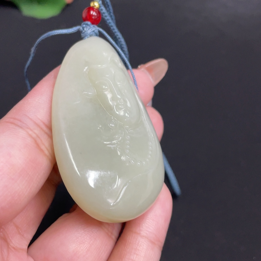 H32698548 Hetian Jade Pendant Guanyin Total Weight Approx. [with rope] 49.2g
