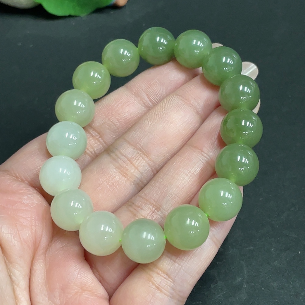 H29358661 Hetian Jade Bracelet Approx. 11.7mm Beads Total Weight Approx. 42.6g