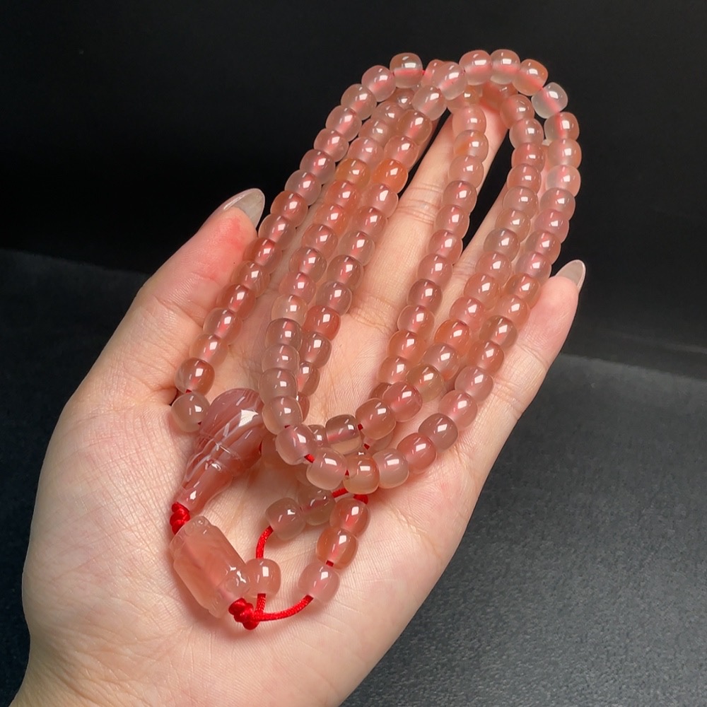 C34008030 South Red Agate Bead Strand with Visible Organic Matter, Total Weight Approx. 88.85g, Size About 7.9mm