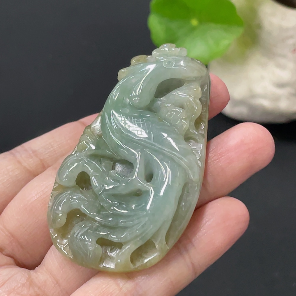 F35108733 Jadeite Phoenix Pendant Total Weight Approx. 35.2g