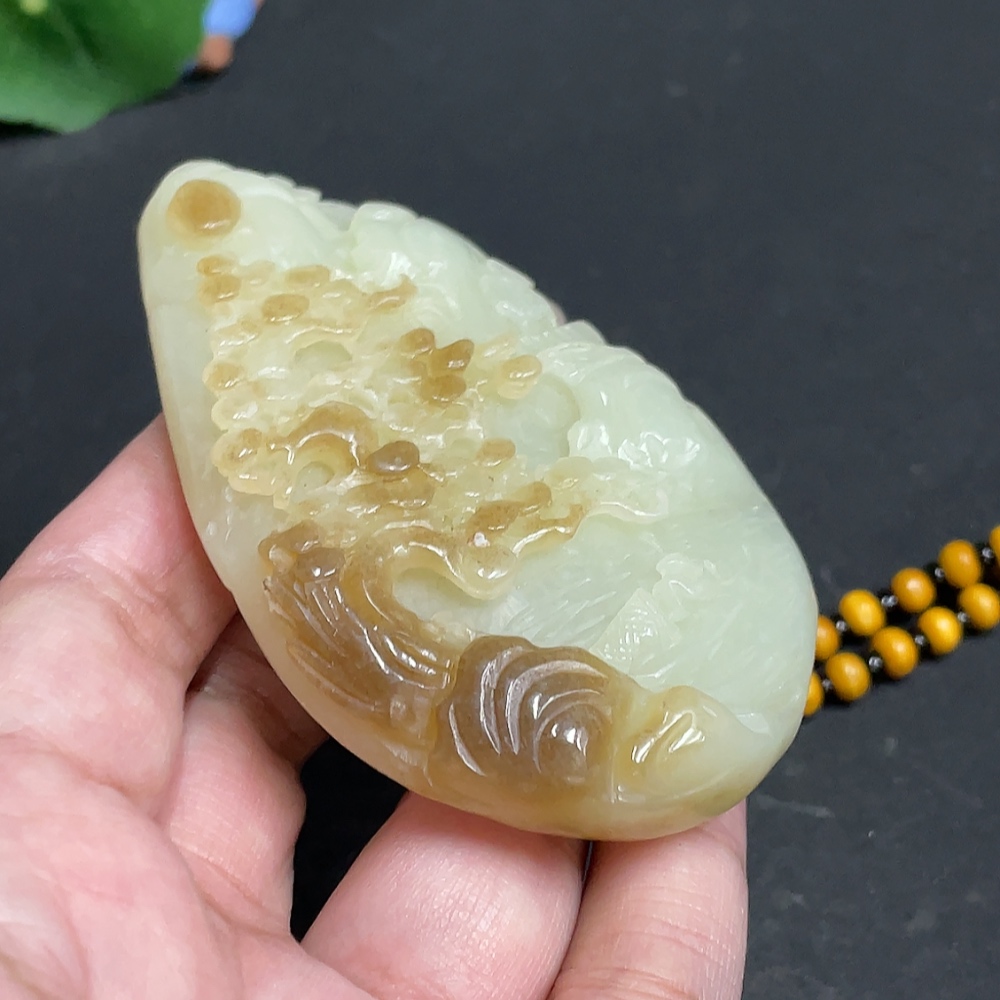 H30464005 Hetian Jade Pendant Landscape Total Weight Approx. [including chain] 119.2g