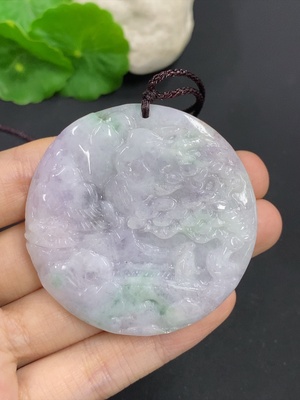 F42050403 翡翠山水牌挂件 货品总重约65.6g