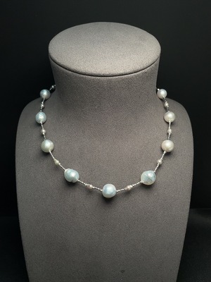 C30512077 Seawater Pearl Necklace, Color Origin Undetermined, Non-Gold, Total Weight Approximately 22g, Size Range 4.1-11mm