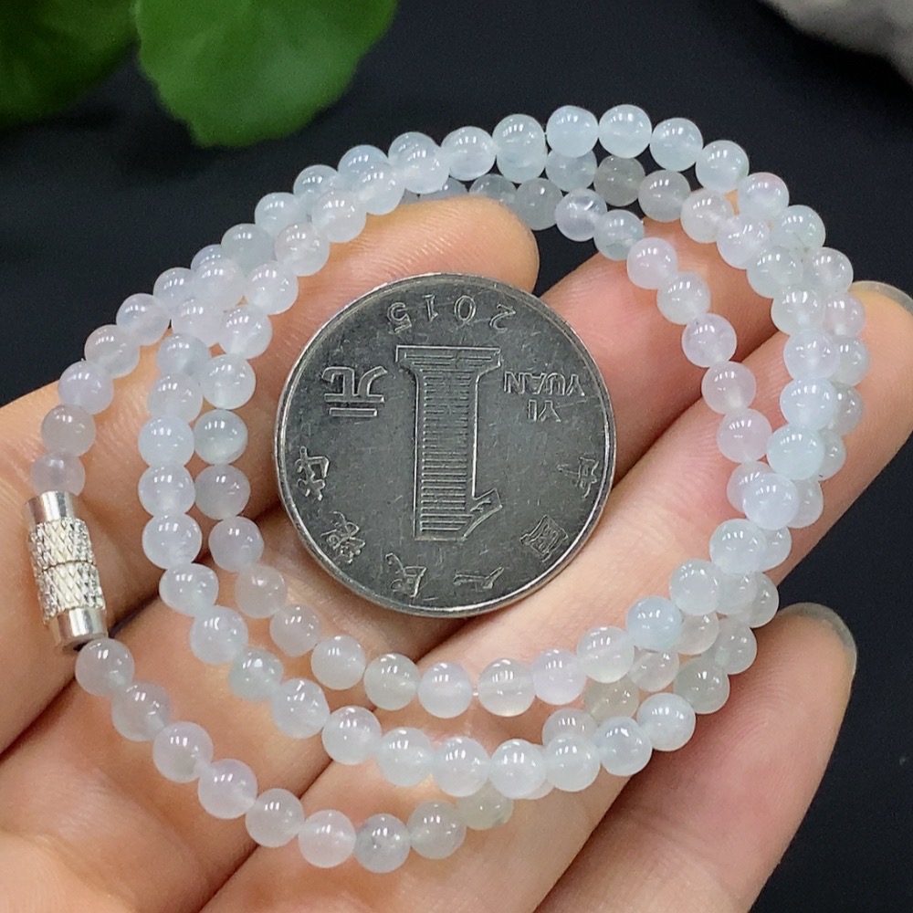 F29361987 Jadeite Bead Necklace Approx. 3.8mm Total Weight Approx. 12.01g Non-Gold