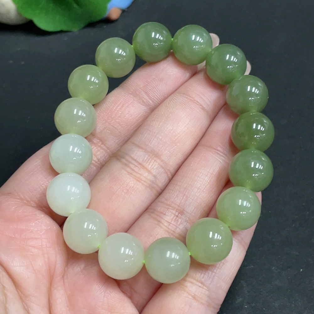 H29358661 Hetian Jade Bracelet Approx. 11.7mm Beads Total Weight Approx. 42.6g