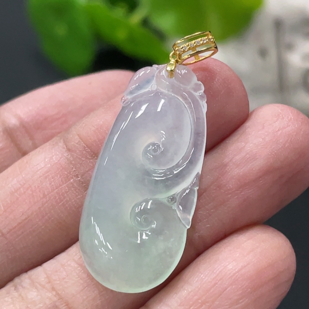 F34060995 Jadeite Pendant Ruyi 18K Non-Diamond Total Weight Approx. 3.66g (Excluding Rope)
