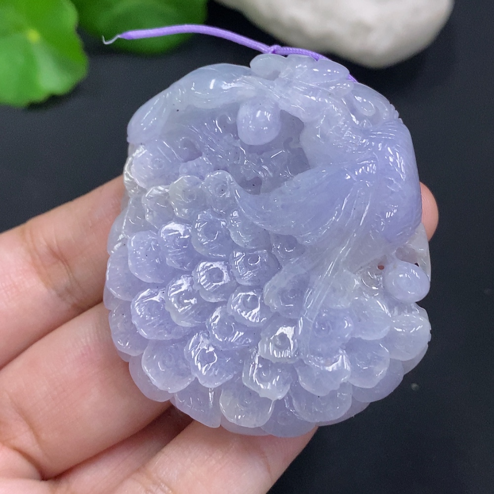 F31685291 Jadeite Peacock Pendant, Total Weight Approx. 51.9g