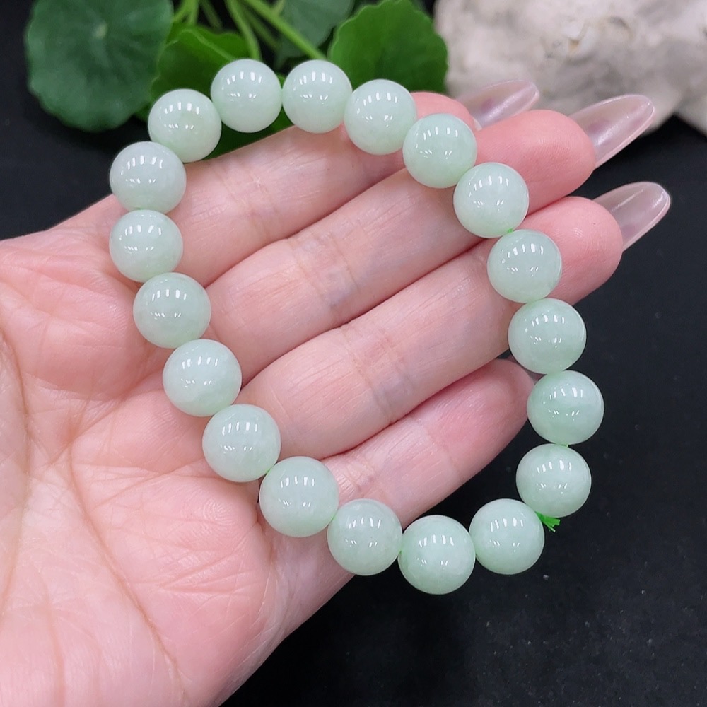 F34068183 Jadeite Beads Bracelet Approx.10.4mm Total Weight About 33.9g