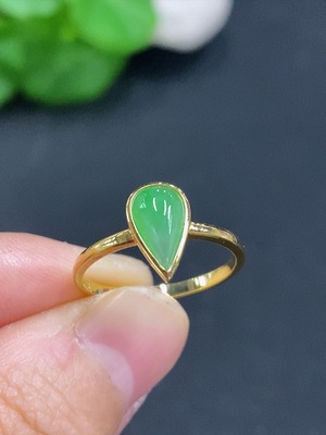 F24798732 Jadeite Inlaid Ring 18K Gold Size 13 Total Weight Approx. 1.8g