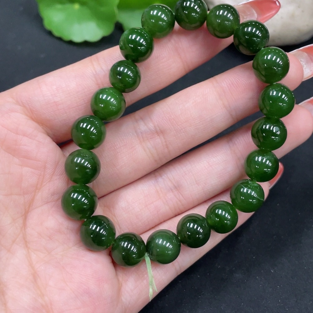 H35085265 Hetian Jade Jasper Bracelet, Approx. 9.3mm, Total Weight Approx. 26.6g