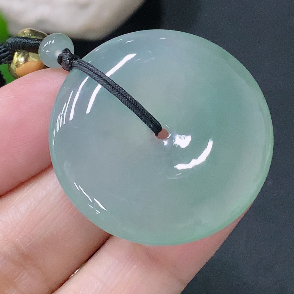 F33849120 Jadeite Pendant Peace Buckle Total Weight Approx. 18.69g with Rope