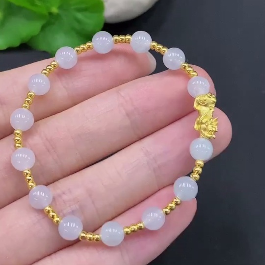 F28242302 Jadeite Bracelet Approx. 5.7mm Total Weight Approx. 4.7g Gold Content 99%