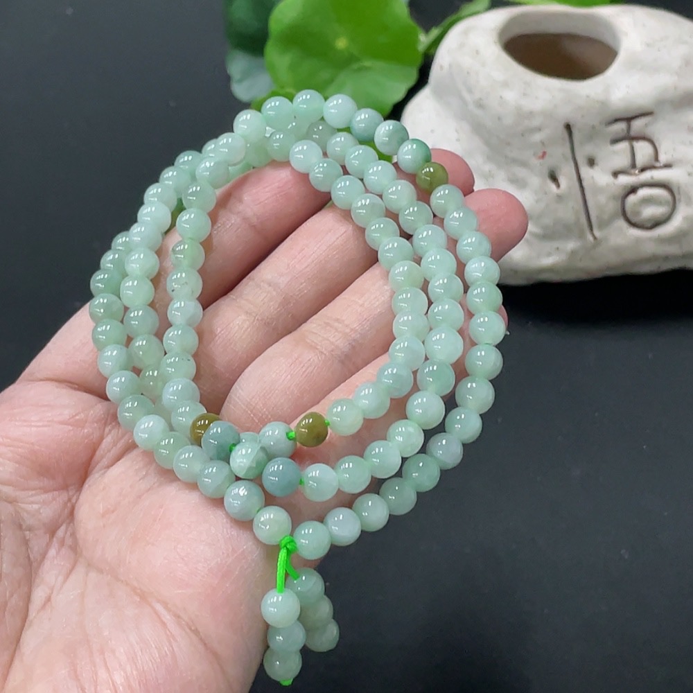 F35145843 Jadeite Beaded Necklace, Approx. 5.8mm, Total Weight Approx. 37.55g