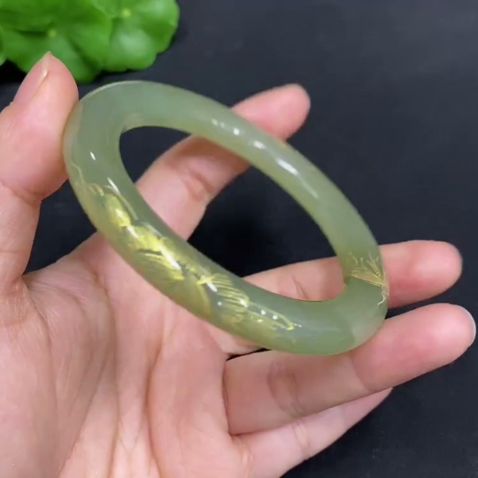 H30545199 Hetian Jade Bracelet Size 54.7 Total Weight Approx. 40.3g