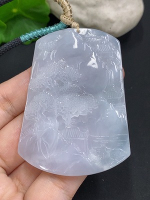 F35105904 Jadeite Landscape Pendant Hanging Ornament Total Weight Approx. 47.5g (Including Rope Weight)
