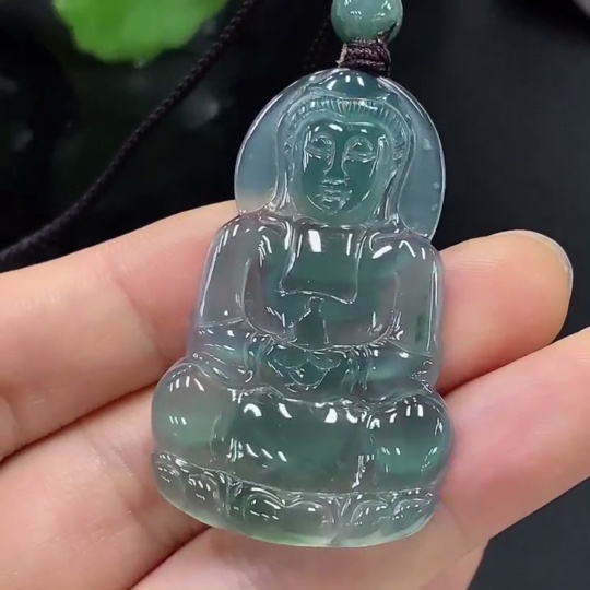F29413954 Jadeite Guanyin Pendant Total Weight Approx.9.71g (Incl. String Weight)