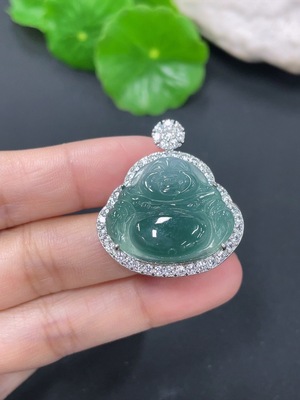 F41906849 翡翠镶嵌佛公吊坠 非金 货品总约重7.5g