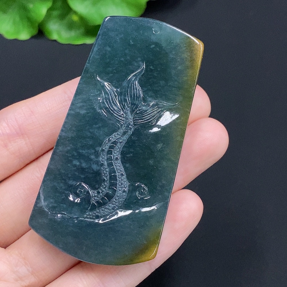 F30513032 Jadeite Imperial Dragon Guanyin Pendant