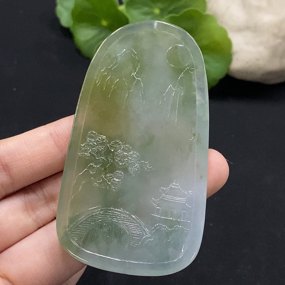 F34996472 Jadeite Landscape Pendant, Total Weight Approx. 34g