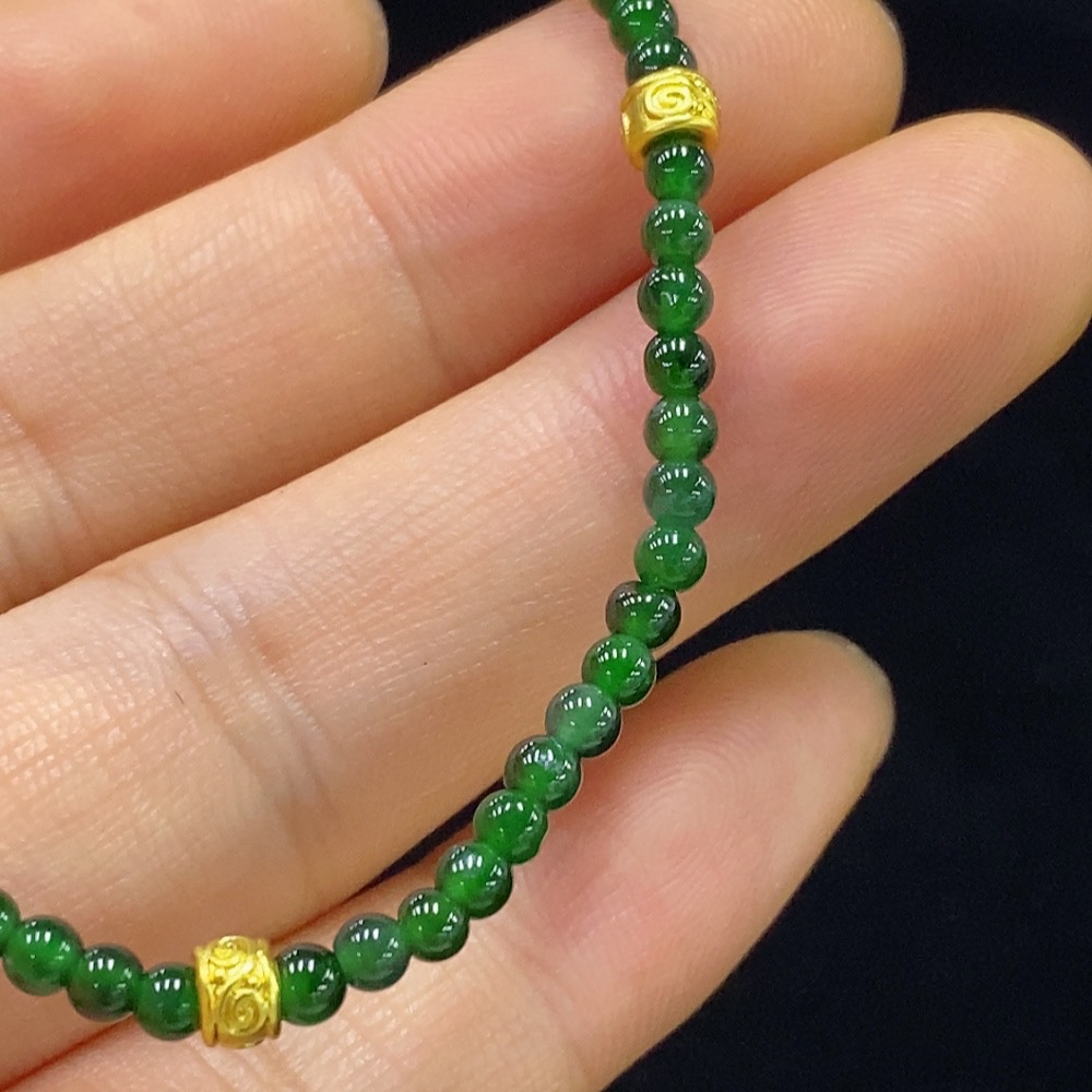 F34044438 Jadeite bead bracelet, approx. 2.8mm, total weight approx. 3.51g, non-gold