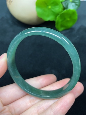 F45335894 翡翠正圈手镯 总重约27.66g 圈口55.7