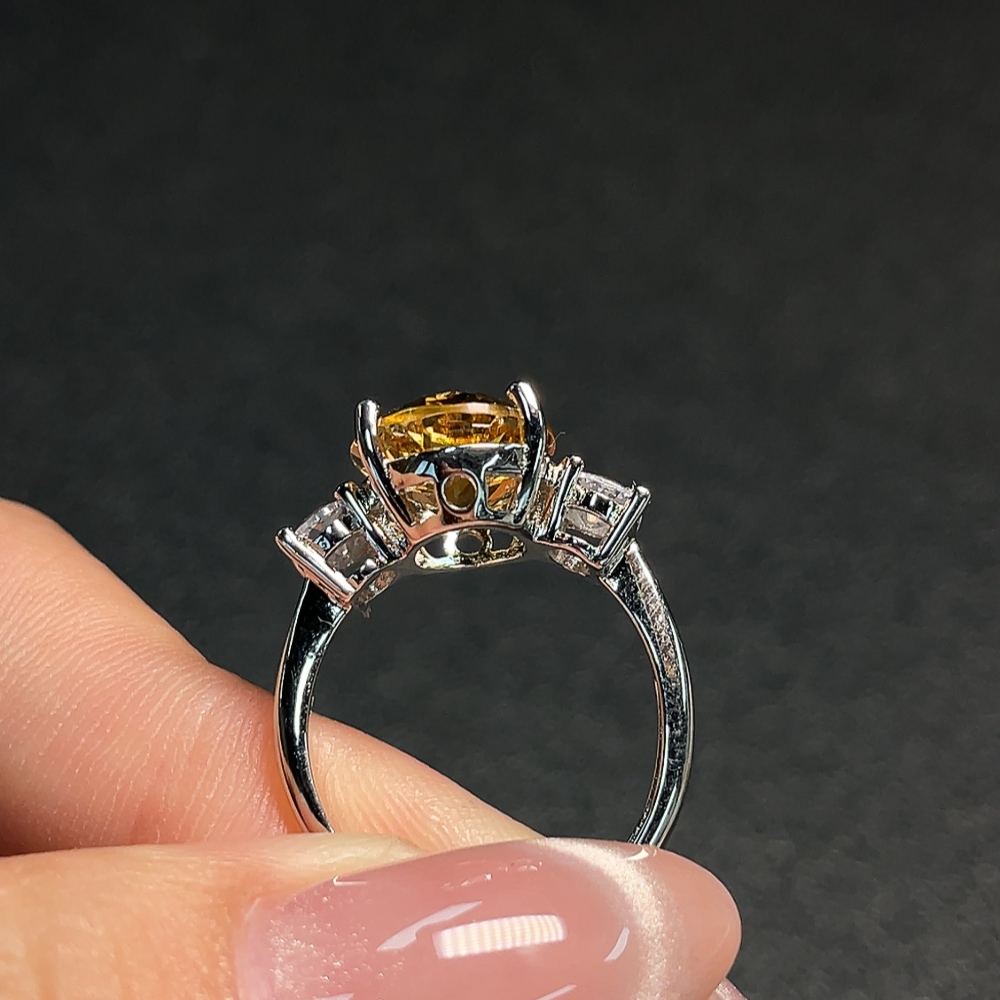 C34009080 Crystal Ring Adjustable Non-Gold Total Weight Approx. 3.70g Size 13.7*9.5mm