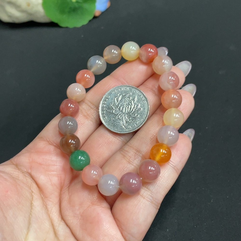 H33932226 Yanyuan Agate Bracelet, approx. 9.4mm, total weight approx. 25.6g, with stone impurities