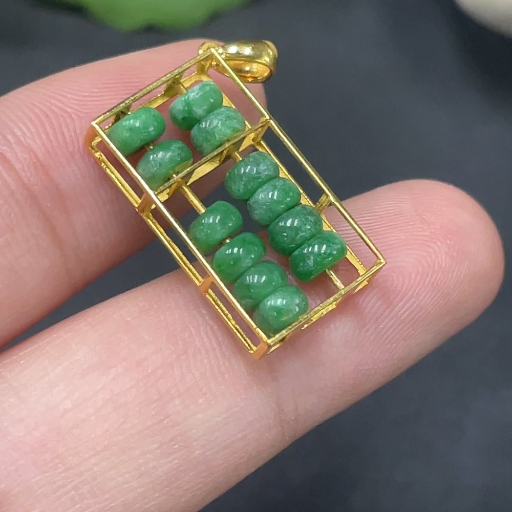 F19130867 Jadeite Inlay 18k Gold Inlaid Total Weight Approx.1.9g