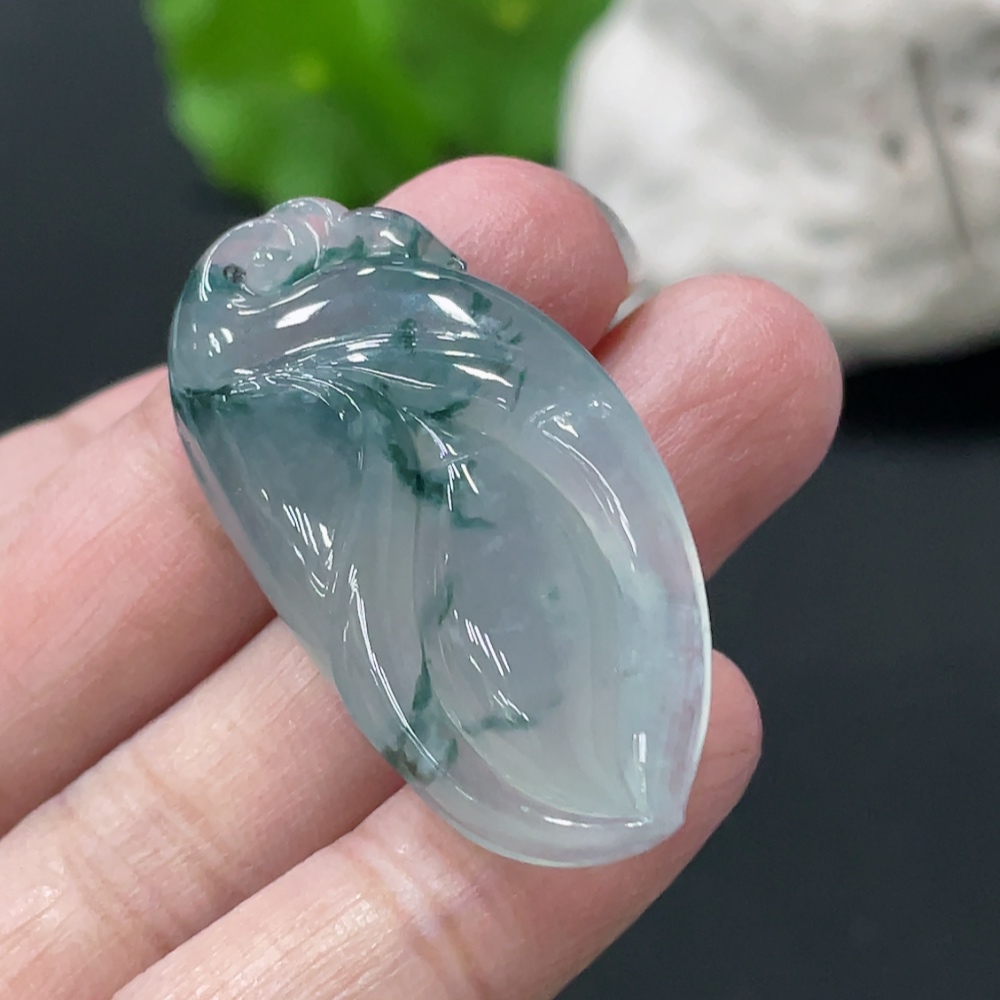 F35108544 Jadeite Magnolia Pendant Total Weight Approx. 10.8g