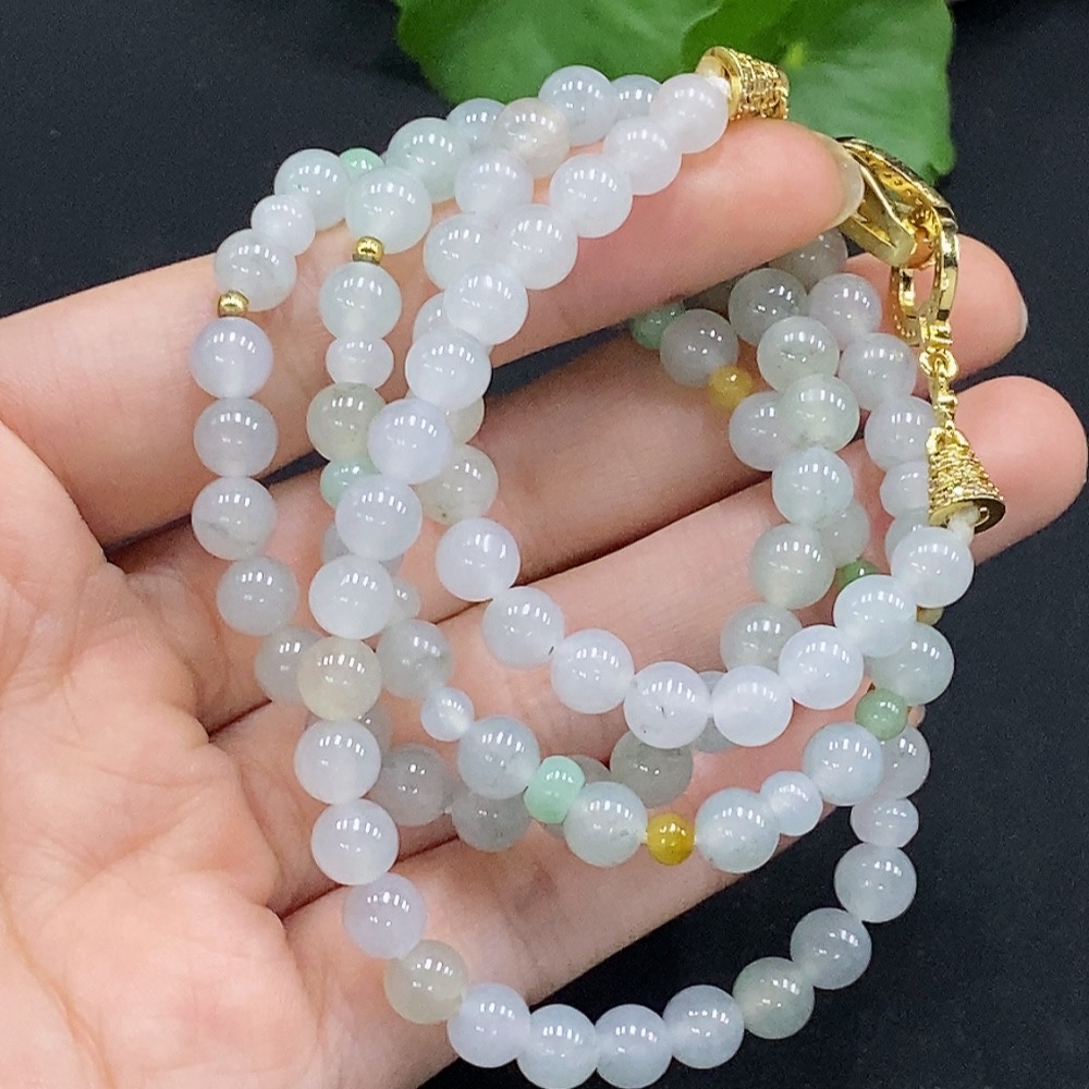 F32787558 Jadeite Bead Necklace Approx. 6.2mm Total Weight Approx. 41.3g Non-Gold Setting Color Origin Undetermined