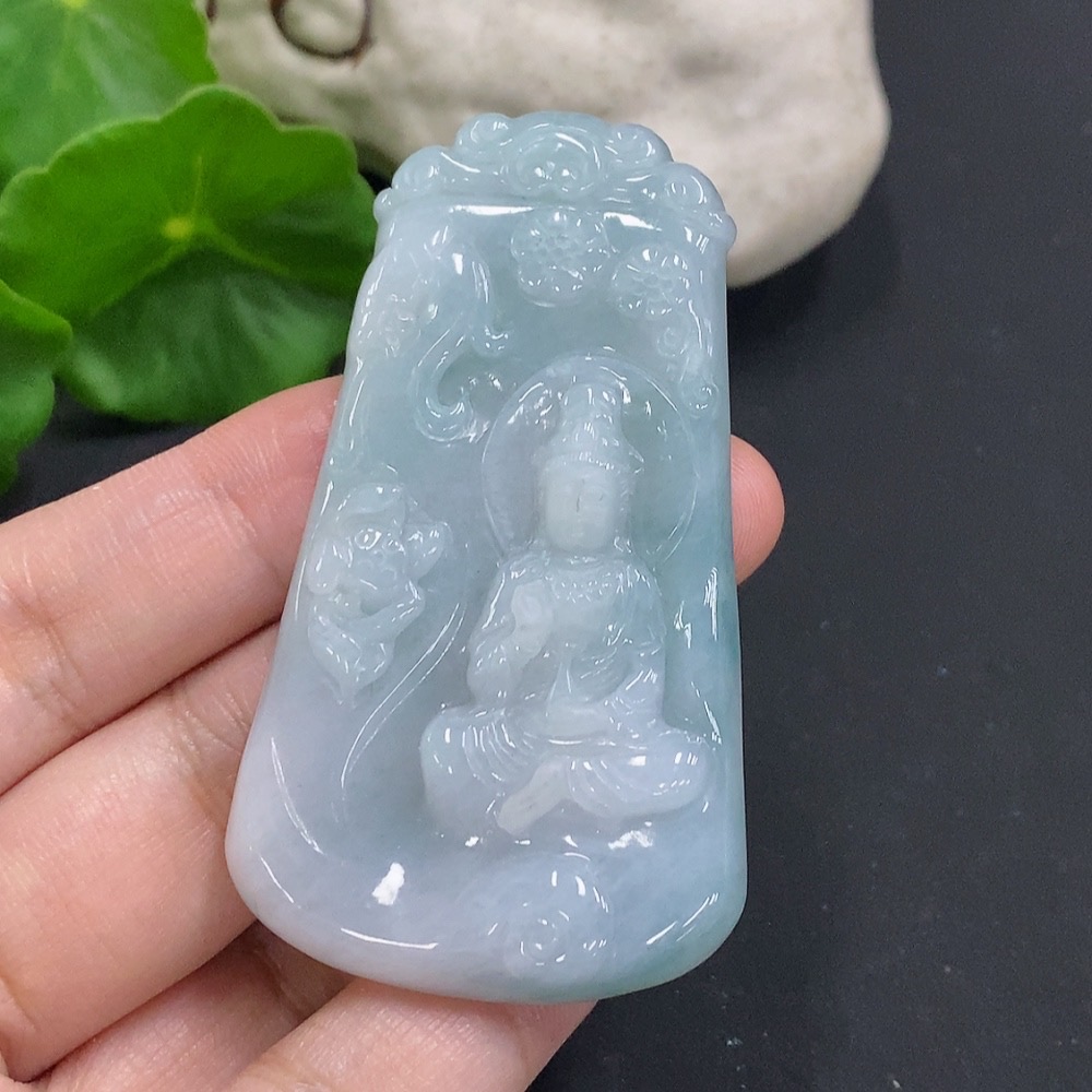 F35106879 Jadeite Guanyin Pendant, Total Weight Approx. 28g